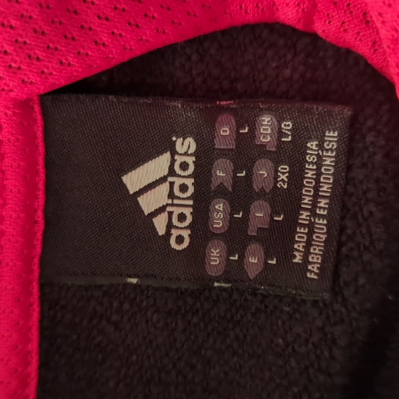 ADIDAS BLACK HOODIE WITH WHITE STRIPES SZ L - Picture 3 of 4